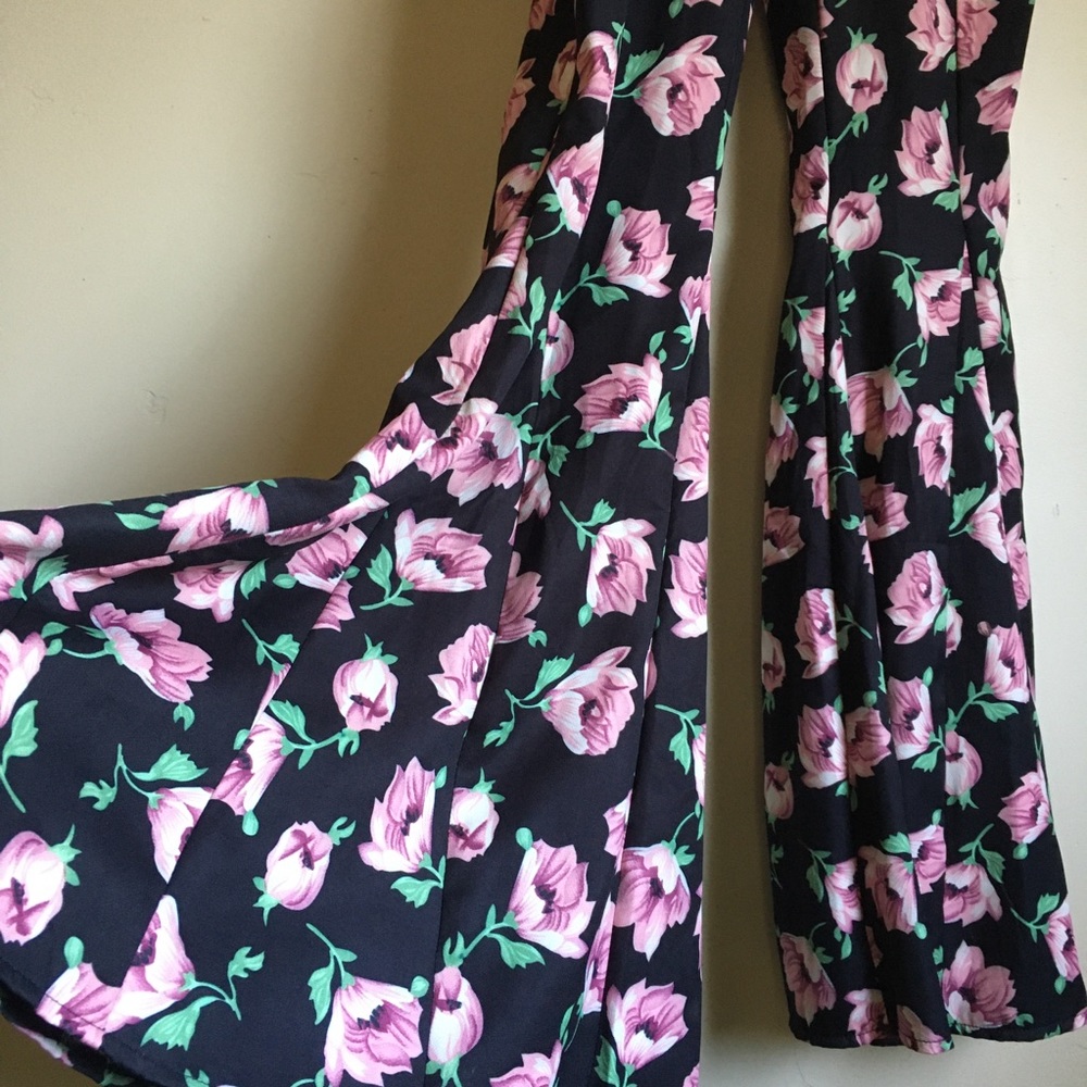 70s vintage style bell bottom jumpsuit romper